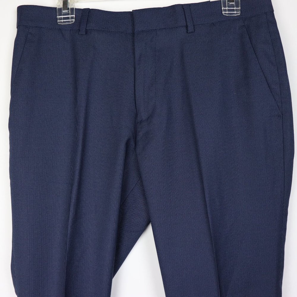 NWT Perry Ellis Bering Sea Blue Slim Fit Pin Check Dress Pants - Picture 6 of 7